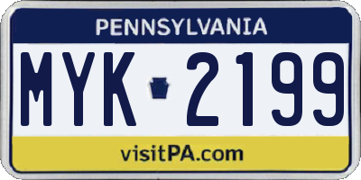 PA license plate MYK2199