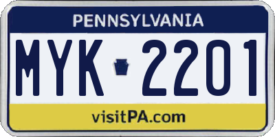 PA license plate MYK2201