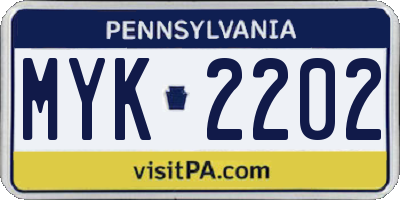 PA license plate MYK2202