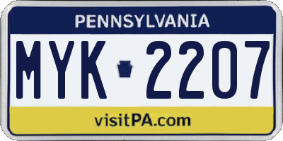 PA license plate MYK2207