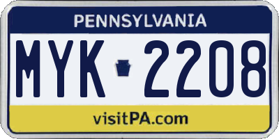 PA license plate MYK2208