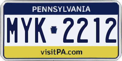 PA license plate MYK2212