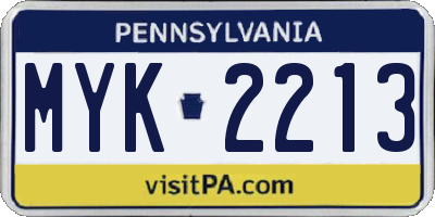 PA license plate MYK2213