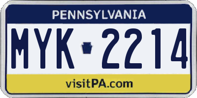 PA license plate MYK2214