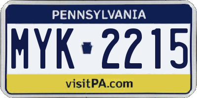 PA license plate MYK2215
