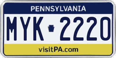 PA license plate MYK2220