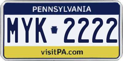 PA license plate MYK2222