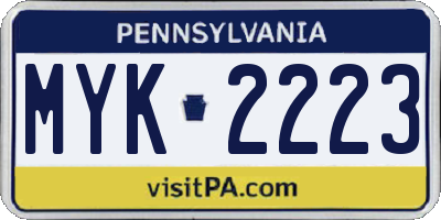 PA license plate MYK2223
