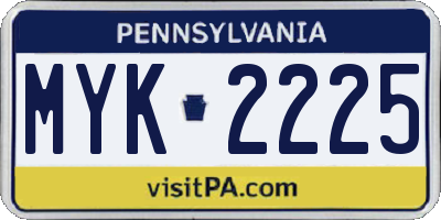 PA license plate MYK2225