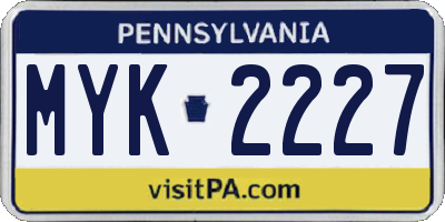 PA license plate MYK2227
