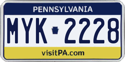 PA license plate MYK2228