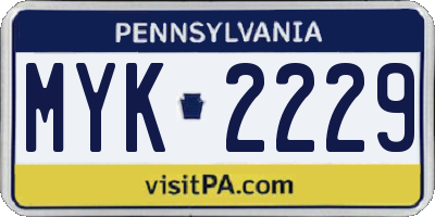 PA license plate MYK2229