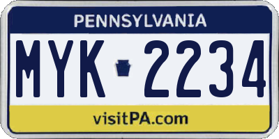 PA license plate MYK2234