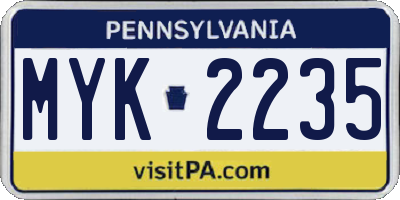 PA license plate MYK2235