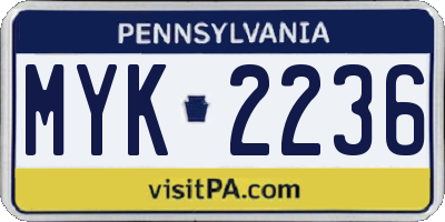 PA license plate MYK2236