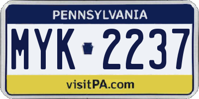 PA license plate MYK2237