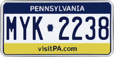 PA license plate MYK2238