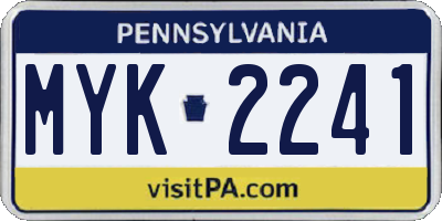 PA license plate MYK2241