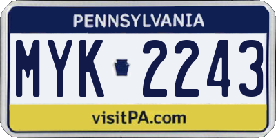 PA license plate MYK2243
