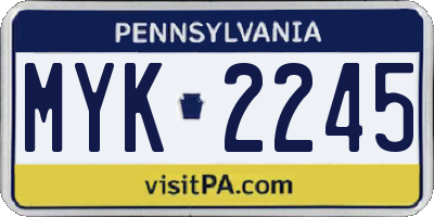 PA license plate MYK2245