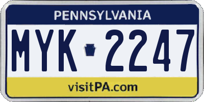 PA license plate MYK2247