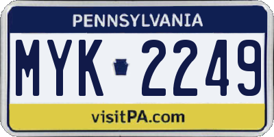 PA license plate MYK2249