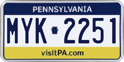 PA license plate MYK2251