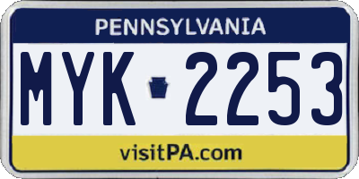 PA license plate MYK2253