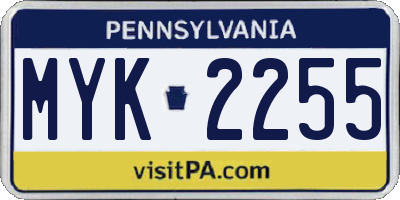 PA license plate MYK2255