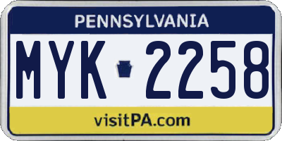 PA license plate MYK2258