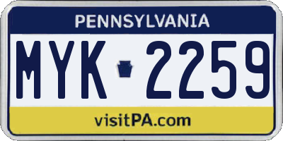 PA license plate MYK2259