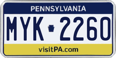 PA license plate MYK2260