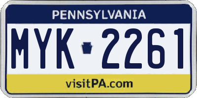 PA license plate MYK2261