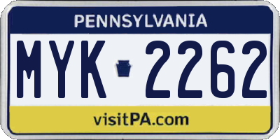 PA license plate MYK2262
