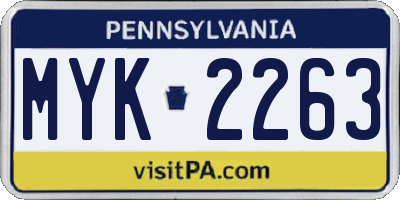 PA license plate MYK2263