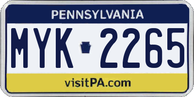 PA license plate MYK2265