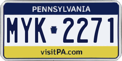 PA license plate MYK2271