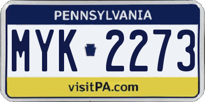 PA license plate MYK2273
