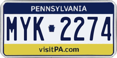 PA license plate MYK2274