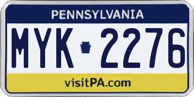 PA license plate MYK2276