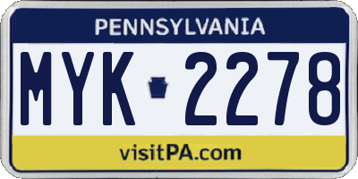 PA license plate MYK2278