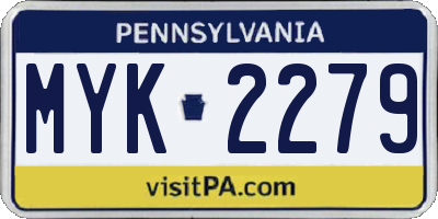 PA license plate MYK2279