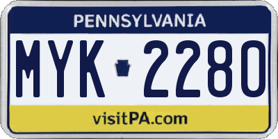 PA license plate MYK2280