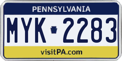 PA license plate MYK2283