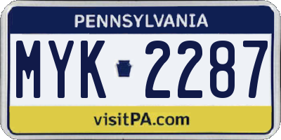 PA license plate MYK2287