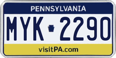 PA license plate MYK2290
