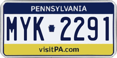 PA license plate MYK2291