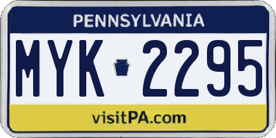 PA license plate MYK2295