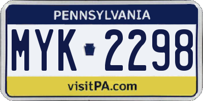 PA license plate MYK2298
