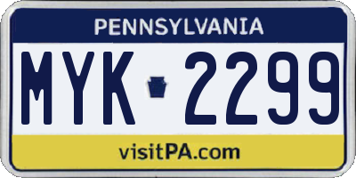 PA license plate MYK2299